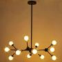 Lampundit 12 Light DNA Chandelier LED Lighting with 12 G9 Bulb, Modern Chandelier with Globe Glass Shade, Mid-Century Modern Ceiling Light Fixture for Dining Room Living Room Bedroom Kitchen - Black