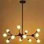 Lampundit 12 Light DNA Chandelier LED Lighting with 12 G9 Bulb, Modern Chandelier with Globe Glass Shade, Mid-Century Modern Ceiling Light Fixture for Dining Room Living Room Bedroom Kitchen - Black