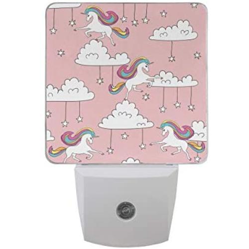 Cute Unicorn Night Light for Girl Bedroom,Auto Dusk to Dawn Sensor Nightlight,Plug-in Wall Light for Bedroom,Bathroom,Nursery,Kitchen,Hallway,Stairs,Energy Efficient,Pack of 2