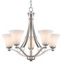 Bollyn Brushed Nickel Chandelier 26 1/2'' Wide Modern Curved Arms White Glass 5-Light Fixture for Dining Room House Foyer Kitchen Island Entryway Bedroom Living Room - Possini Euro Design