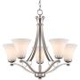 Bollyn Brushed Nickel Chandelier 26 1/2'' Wide Modern Curved Arms White Glass 5-Light Fixture for Dining Room House Foyer Kitchen Island Entryway Bedroom Living Room - Possini Euro Design