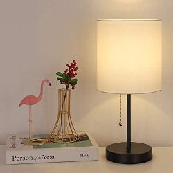 Desk Lamp, Bedside Fabric Shade Table Lamp Nightstand Lamp with Pull Chain Fabric for Bedroom, Living Room, Office, Kids Room, Study Room, Dorm, Coffee Table