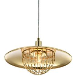 KRASTY Antique Retro Industrial Metal Cage Dome Gold Ceiling Pendant Light,Brass Hanging Pendant Lighting Fixture for Kitchen Dining Room Farmhouse Barn Entryway Hallway