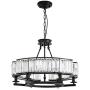 Siljoy Luxury Round Crystal Chandelier Modern LED Dimmable 6-Lights Pendant Lighting Vintage Flush Mount Ceiling Fixture for Dining Room Kitchen Entryway, Dia 25.6'', Black