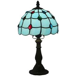 Tiffany Style Lamps In 8'' Retro Blue Stained Glass Bedroom Beside Table Lamp For Study Room Desk Reading Art Lighting,E27,110-220V,ResinBase