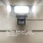 Home Zone Security Solar Motion Sensor Light - Outdoor Weatherproof Triple Head LED Security Flood Light, Black