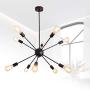PUMING 10 Lights Black Sputnik Chandelier Modern Pendant Lighting Flush Mount Mid-Century Fixture Hanging Lamp for Bedroom Kitchen Dining Room