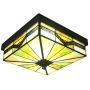 LITFAD Art Glass Square Flush Mount Ceiling Light Dining Table Tiffany Antique LED Ceiling Lamp Pendant Lighting in Green for Dining Room Bedroom Corridor - 11'' (28 cm)