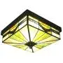 LITFAD Art Glass Square Flush Mount Ceiling Light Dining Table Tiffany Antique LED Ceiling Lamp Pendant Lighting in Green for Dining Room Bedroom Corridor - 11'' (28 cm)