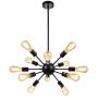 mirrea Sputnik Chandelier Vintage Edison Light Fixture Industrial Starburst Lighting with 12 Lights Black Paint Finished Metal
