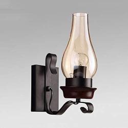 LITFAD Industrial Retro Wall Light Fixtures Dining Room Hallway Kerosene Wall Lamp Metal and Glass Single Light Vintage Style LED Wall Sconce Lighting Bedside Lamp