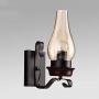 LITFAD Industrial Retro Wall Light Fixtures Dining Room Hallway Kerosene Wall Lamp Metal and Glass Single Light Vintage Style LED Wall Sconce Lighting Bedside Lamp