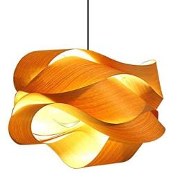 Mopoq Southeast Asia Veneer Lamp Nordic Minimalist Wooden Ceiling Pendant Lamp for Living Room Bedroom Study Restaurant Bar Creative Wood Chandelier