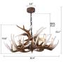 Wellmet Antler Chandelier 6 Light 30 Inches Dia, American Rural Countryside Farmhouse Large Resin Deer Horn Lighting Fixtures Hanging Ceiling Light for Living Room, Bar, Kitchen, Dining Room