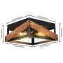 T&A Rustic Industrial 2 Light Flush Mount Ceiling Light, Farmhouse Ceiling Light Fixture with Metal and Wood Square for Entryway Hallway Bedroom Foyer Kitchen Dining Room
