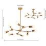 MELUCEE Brass Sputnik Chandeliers 8-Light Mid Century Modern Light Semi Flush Mount Ceiling Light Fixtures for Dining Room Kitchen Living Room Foyer and Hallway