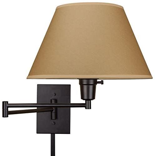 Kira Home Cambridge 13'' Swing Arm Wall Lamp - Plug in/Wall Mount, Opaque Paper Shade, 150W 3-Way + Cord Covers, Black Finish