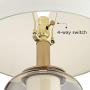 Sophia Modern Table Lamp with Nightlight LED Warm Brass Champagne Glass Off White Drum Shade for Living Room Bedroom Bedside Nightstand Office Family - Possini Euro Design
