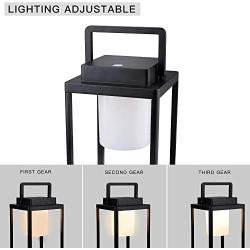 FLORNIA Outdoor Hanging Lantern Rechargeable LED Metal Patio Waterproof Light for Table Pathway Deck Yard Camping IP44