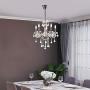 Modern Contemporary K9 Crystal Chandelier with 5 Lights Pendant Light with Crystal Drops,Ceiling Light Fixture for Dining Room, Bedroom, Living Room,Chrome