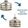 Progress Lighting P350049-143 Gulliver Three-Light Semi-Flush Convertible, Graphite finish