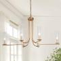 Gold Chandelier, Dining Room Chandelier with Clear Glass, Modern 6-Light Brass Hanging Light Fixture for Kitchen Island, Living Room, 36 inches