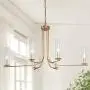Gold Chandelier, Dining Room Chandelier with Clear Glass, Modern 6-Light Brass Hanging Light Fixture for Kitchen Island, Living Room, 36 inches