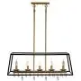 JINZO 31.5'' Rectangle Chandelier 5-Lights Black and Glod Farmhouse Dining Room Lighting Rustic Pendant Chandelier for Kitchen Island