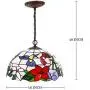 Tiffany Hanging Lamp 16 Inch Antique Pendant Light Stained Glass Hummingbird Shade Chandelier Ceiling Fixture S101 WERFACTORY Decorate Dining Living Room Bedroom Study Office Coffee Bar Hallway Loft