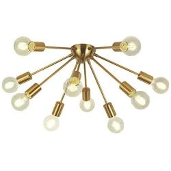 VINLUZ 10-Light Sputnik Chandelier Brass Mid Century Modern Ceiling Light Retro Chandelier Lighting for Kitchen Dining Room Hallway Foyer