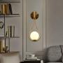 BOKT Glass Wall Sconces Modern Gold Wall Lamp Mid-Century Wall Mount Light Fixture with Glass Globe Shade, Water Drop Wall Light for Bedroom Bedsides (Hardwire)