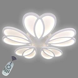 Modern Ceiling Light ,Ganeed 80W Dimmable LED Ceiling Lamp with Remote Control,Modern Flower Shape Flush Mount Lighting Fixture,LED Chandelier for Bedroom Dining Room Kitchen,3 Color Changeable