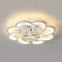 LAKIQ Modern LED Chandelier Fixture Acrylic Crystal Flush Mount Ceiling Lighting Flower Shape Close to Ceiling Lights for Living Room Dining Room Bedroom(Warm Light, 20.5)