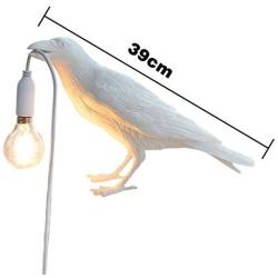 Crow Table Lamp,Bird Table Lamps Artificial Bird Shaped Table Lamp Bedroom Resin Crow Desk Lamp Bedside Light for Bedroom,Bedside,Living Room,Corridor (White)