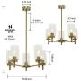 VINLUZ Modern 5 Light Chandeliers with Clear Glass Shade Antiqued Brass Pendant Lighting Farmhouse Hanging Light Fixtures Ceiling for Dining Room Living Room