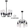 Sivilynus Dining Room Lighting Fixtures Hanging Chandelier Light 6 Lights Black Farmhouse Kitchen Island Vintage Rustic Fixture for Dining Room Living Room Foyer Porch