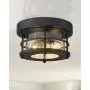 Emliviar 2-Light Round Ceiling Light Fixture, Farmhouse Flush Mount Ceiling Light 11 Inch, Black Finish, WE2085F BK