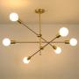 Hsyile Lighting KU300236 Modern-Industrial Style Indoor Chandelier Light Fixtures,Brass Finishes Flush Mount Ceiling Light Modern Pendant Light,Perfect for Dining Room Bedroom Hallway etc,6 Lights