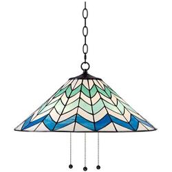 European Tiffany Style Pendant Light Lighting Hanging Lamp, Stained Glass Shade Ceiling Lamp for Dining Room Kitchen Island Bedroom Bar Etc,Multicolor,B