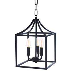 Houzlamod Marden 3-Light Chandelier, Industrial Style Lighting for Entryway,Hallway and Dining Room - Matte Black Finish