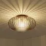 Tangkula Metal Flush Mount Ceiling Light, Antique Brass Metal Ceiling Pendant Light with Strong Arc Iron Lamp-shade, Suitable for Living Room, Kitchen & Dining Hall