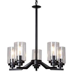 Infront Chandelier Dining Room Lighting Fixtures Hanging Contemporary Chandeliers Modern Kitchen Room Entryway Foyer Light Chandelier Ceiling Hanging Light Fixtures Black Finishing 5-Light