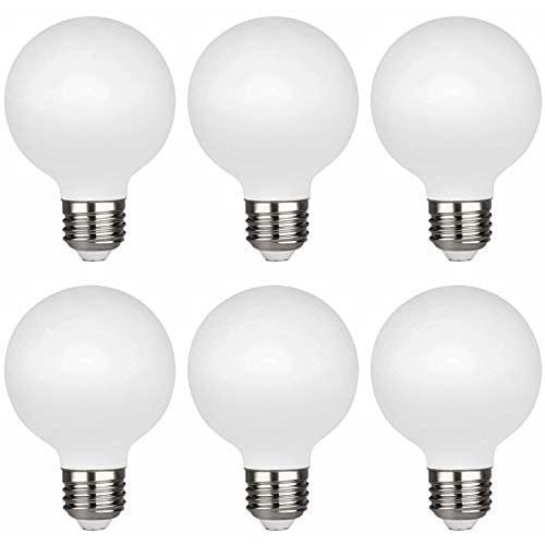 G25 LED Classic Dimmable Light Bulbs,Vanity Light Bulb,Warm White 2700k with CRI95,No Flicker,Eye Protection,Suitable for Bedroom,Mirror,Batheroom.40W Equivalent,UL (6PACK)