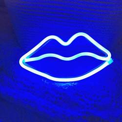 Lips Shaped Neon Signs Led Romantic Art Decorative Neon Lights Wall Decor for Christmas Gift Studio Party Kids Room Living Room Wedding Party Decoration Blue