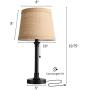 Oneach Table Lamps Set of 2 USB for Living Room Bedroom Office Rustic 19.75'' Bedside Desk Lamps Nightstand Lamp Metal Gold Modern Reading Lamp Black Pull Chain