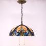 Tiffany Pendant Lamp W16H40 Inch Blue Stained Glass Lampshade Link Antique Pendant Lamp Ceiling Style 2E26 Lighting for Dining Room Living Room S160E WERFACTORY Living Bar Room Lover Study Gifts