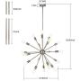 18-Lights Sputnik Chandelier, Big Size 55.08'' H x 31.48'' W, Brushed Brass Rustic Industrial Pendant Lighting, Industrial Ceiling Light Fixture for Dining Room Foyer Kitchen Island Living Room