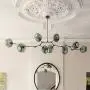Modern Molecular Chandelier, E26 Nordic Bubble Ball Rotating Ceiling Light with Glass Lampshade, Pendant Lighting Rod Fixtures for Living Dining Room Bedroom Bar(Bulbs Not Included) (Black2, 8 Lights)