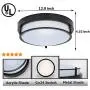 Berliget 12 Inch Modern 2 Lights Ceiling Lighting Metal Industrial Black Flush Mount Ceiling Light, Ceiling Light Fixture for Kitchen, Bedroom, Laundry, Living Room, Hallway