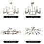 BONLICHT Round Farmhouse Chandelier Lighting 6-Light Modern Indoor Ceiling Lights Brushed Nickel Mid Century Flush Mount Light Fixtures Ceiling Kitchen Island Dining Room Lighting UL Listed